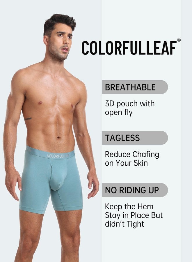 COLORFULLEAF Men's Boxer Briefs Moisture Wicking Underwear Soft Rayon Made from Bamboo Underwear for Men with 3D-Pouch Open Fly(4Black,M) - Image 2